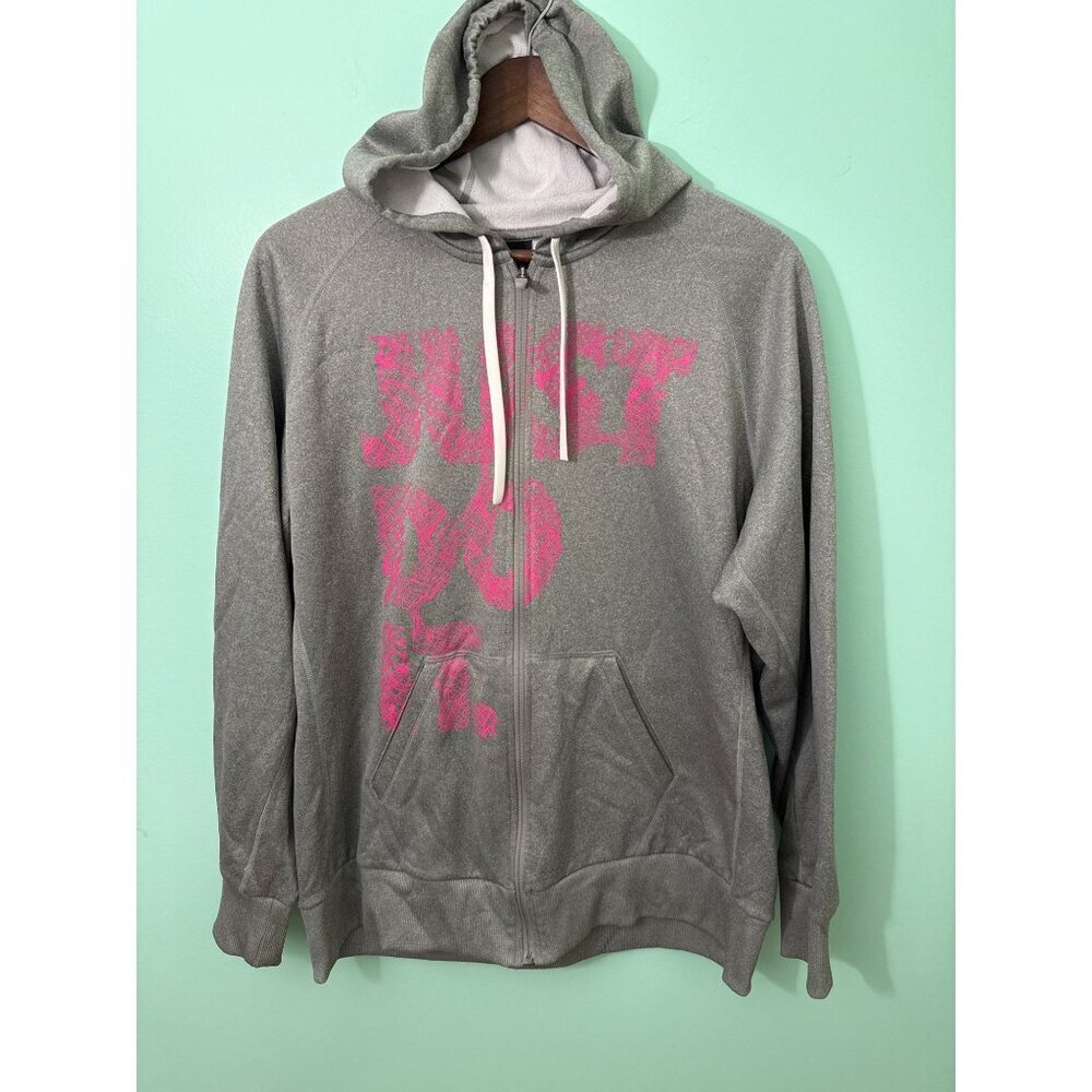 Nike Therma-Fit Hoodie Gray With Pink "Just Do It" Print XL